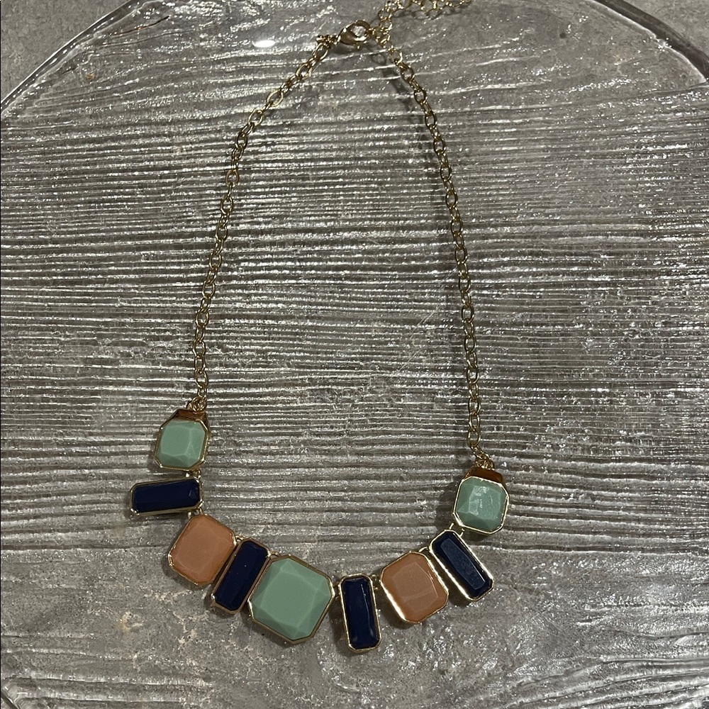Elegant Gold-Tone Necklace with Multicolor Accents